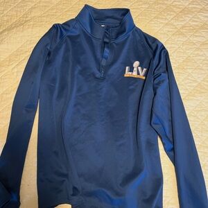 Blue Super Bowl (Tampa) LV Quarter-Zip Pullover size: XL